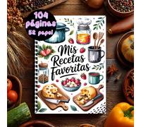 TEMU 1 Libreta de Recetas Españolas | Cuaderno A5 con Encuadernación en para Hombres y Mujeres, Capacidad para 100 Recetas, Papel Línea, Sin , con Ilustraciones de Cocina y Comida, Tema "Mis "