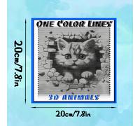 TEMU 1 Libro de Colorear Una Línea: Animales 3D y Lineal para Adultos - Páginas Para Colorear 3D con Patrones De Una Sola Línea, & Actividad Mindfulness en Inglés (Sin Color)