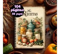 TEMU 1 libro de recetas en español | Cuaderno A5 con - Colección de recetas para , de almacenar 100 recetas - Diseño de cocina frascos,