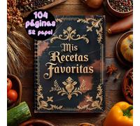 TEMU 1 Libro de Recetas en Español | Cuaderno A5 con Encuadernación en , Estilo Vintage, Capacidad para 100 Recetas - Mis para Hombres y Mujeres