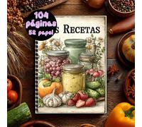 TEMU 1 Libro de Recetas en Español | Cuaderno A5 con Encuadernación en - Una Colección de Recetas para , de Albergar 100 Recetas, con un Diseño de a con Tarros y Productos, en Estilo .