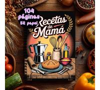 TEMU 1 Libro de Recetas Españolas | 1 Cuaderno A5 con , Colección de Recetas para Hombres y Mujeres (Capacidad para 100 Recetas) - Temática de Cocina con Utensilios, Pan y Diseño en 'Recetas '