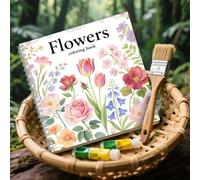 TEMU 1 Libro para Colorear de Flores Relajante Adulto 20× 20 cm, 24 Páginas a Una Cara, Encuadernación , Patrones Florales Vibrantes - Regalo Artístico -Estrés Navideño