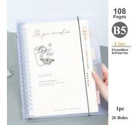 TEMU 1 Libro, Tamaño A5/B5, 54 Hojas, 108 Páginas, Cubierta de Color PP, Cuaderno con Anillas Transparentes Desmontables, Líneas Rayadas, Cuaderno para o Negocios, Diario