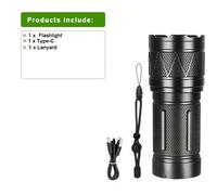 TEMU 1 Linterna LED Recargable de Potencia, Linterna Táctica Potente, 5 , Ajustable, Linterna Portátil Batería, Adecuada para Situaciones de Emergencia, Senderismo, Camping, Equipo de Camping