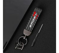 TEMU 1 llavero resistente con destornillador | Cuero sintético, de fibra de carbono, anillo de metal, material de aleación duradera, logo deportivo