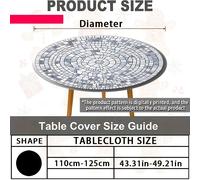 TEMU 1 , mantel 2D con mosaico impreso en , y azul, compuesto por pequeños cuadrados en , y azul para crear un de mosaico. El diseño circular un y