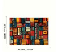 TEMU 1 Mantel con Estampado Étnico - Diseño Rectangular Largo con Geométrico , , Azul y Negro, Ideal para Mesas de Comedor, Mesas de y Decoración de Fiestas, Mantel 2D para Fiestas