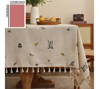 TEMU 1 mantel de lino bordado con de lujo para mesas de , mantel rectangular de color crema estilo con borlas