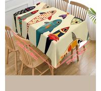 TEMU 1 mantel de mesa vintage - Rectangular, de poliéster, con un de peces, ideal para picnics, reuniones, fiestas y celebraciones, y se puede utilizar para la decoración del hogar y festiva