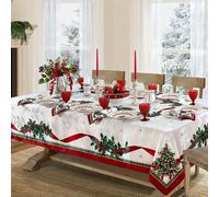 TEMU 1 mantel navideño con cinta festiva y diseño de árbol, ideal para cenas y fiestas de temporada, decoración para el hogar