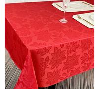 TEMU 1 mantel navideño jacquard, 60X84 pulgadas, mantel de tela decorativa lavable de poliéster con diseño floral , ideal para cenas, fiestas, uso en interiores y exteriores