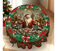 TEMU 1 mantel navideño, mantel de Papá Noel y renos, mantel para de Navidad, mantel de poliéster, 4 tamaños opcionales, en relieve, mantel y rectangular, regalo de Navidad, complementos de cocina
