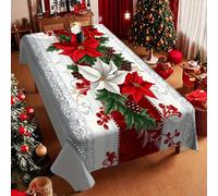 TEMU 1 Mantel Navideño Vintage - Diseño de de y con Elegante , Tela de Poliéster Duradera, a Máquina, para Decoraciones Navideñas en Interiores/Exteriores y Fiestas, Decoraciones de Mesa Navideñas