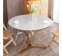 TEMU 1 mantel transparente de vinilo, limpiable, con bordes cosidos, y cubierta de plástico para mesa