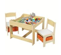 TEMU 1 mesa y dos sillas, juego de 3 piezas para sala, 2 sillas, muebles modernos con almacenamiento ideal para actividades en casa: dibujar, o , ¡ para la !, Muebles para Espacios Pequeños