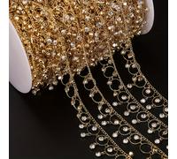 TEMU 1 Metro / 39.37 Pulgadas de Cadena de Cobre Artesanal con Colgantes de Diamantes de Blancos, para Crear tus Propios Collares, Pulseras y Cadenas de Cintura