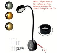 TEMU 1 MRYC Luz de lectura LED flexible con cuello de | Control táctil, ajustable, función de memoria, montaje en pared, DC12-24V, adecuada para RV, , iluminación interior de barcos, sin batería