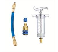 TEMU 1 Oz Inyector de Aceite y Tinte A/C - Jeringa de Precisión con Adaptador de Acoplamiento Rápido - Capacidad de 30Ml para Reparaciones de Aire Acondicionado Automático - Compatibilidad Universal