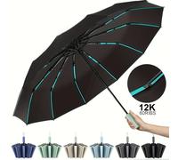TEMU 1-Pack Paraguas Automático Super Resistente, 60 Varillas Reforzadas, Grandes para Hombres y Mujeres