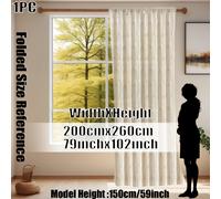 TEMU 1 Panel de Cortina Translúcida Beige Estilo Boho Francés con en la Parte Superior - Panel de Filtrante Adecuado para Dormitorio, - Poliéster Lavable a Máquina