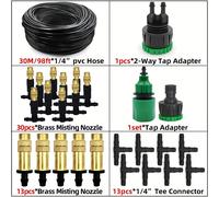 TEMU 1 Paquete, de enfriamiento por nebulización al de 5M-30M, riego de jardín, riego de agua, boquillas atomizadoras de latón de 1/4 '', manguera de 4/7 mm para patio invernadero