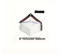 TEMU 1 paquete de lona transparente anti-tirón con ojales y cordón - transparente, duradera, , adecuada para uso exterior en patios, , camping, gallineros y casetas para perros