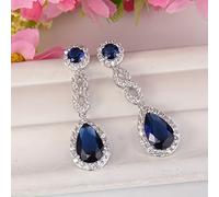 TEMU 1 Par de Aretes Clásicos de , Pendientes con Piedra Sintética Azul Profundo, Estilo Vintage Elegante Ideal para Accesorios de Banquetes de Lujo, Decoraciones para Cenas de Boda y
