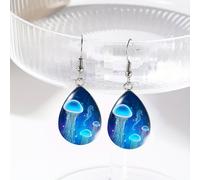 TEMU 1 Par de Aretes Colgantes Hechos a con Forma de Medusa Azul, de Mar y de , con de Vidrio, Joyería