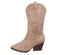 TEMU 1 Par de Botas Vintage Bordadas Pantorrilla - Bordado, Forro de Tela, de Goma Duradera - Adecuadas para Fiestas y Ocasiones - Botas de Estilo Pantorrilla, Zapatos de Mujer