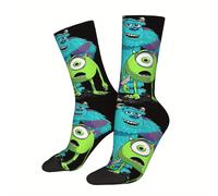 TEMU 1 Par de Calcetines de Compresión Divertidos para Hombres Disney Monstruos Universitarios Estilo Vintage Harajuku Monstruos, Inc., Regalo Casual y con Diseño de Calavera