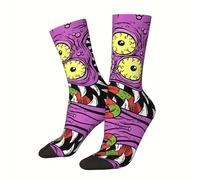 TEMU 1 Par de Calcetines de Compresión para Hombres Estilo Hip Hop Retro Monstruo Crazy Harajuku Sin Costuras con Estampado Divertido Novedad Regalo