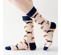 TEMU 1 Par de Calcetines Divertidos para Hombre con Diseño de Perro Salchicha y Gafas & Sombreros, Puños en Azul , Solo a , Calcetines Casuales con Personalidad, Calcetines Novedosos, Diseño