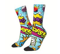 TEMU 1 Par de Calcetines para Hombres & Retro Cómics Harajuku - Estampado de Anime de Pop, Calcetines de Tripulación Sin Costuras Aleatorios, Regalo Divertido y para , Uso Casual o Conjuntos