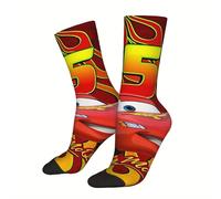 TEMU 1 Par de Calcetines Retro Temáticos de la Película Disney Cars - Ideales para Fiestas y Ropa Casual - Calcetines de Tripulación Divertidos con Licencia Oficial y Marca (Regalo Ideal)
