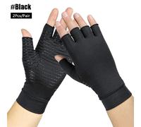 TEMU 1 Par de Guantes de Compresión de Cobre y Nylon Antideslizantes Sin Dedos para Manos , Soporte de Muñeca y Media Dedera, Guantes Antideslizantes