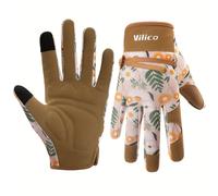 TEMU 1 Par de Guantes Vilico Florales - Ajustables, Ligeros y de Poliéster con Palma de Piel Sintética y Estampado Floral, Regalo para Cualquier Ocasión