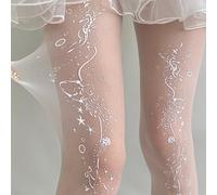 TEMU 1 Par de Medias Blancas con Estampado de Pure Desire, Calcetines de Mujer, Medias Blancas Delgadas de y Verano