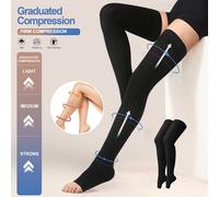 TEMU 1 Par de Medias Compresivas 15 mmHg para Hombres y Mujeres, Altas el Muslo, Punta con Puntos, Talla S-2XL, Ideal para