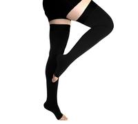 TEMU 1 par de medias de compresión el muslo para mujer, con puntera , 20-30 mmHg, con banda de puntos de silicona