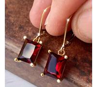 TEMU 1 Par de Pendientes Colgantes para Niña con Cubic Zirconia Sintética Cuadrada Chapados en Oro, Sin Níquel - Ideales para Uso Diario, , Regalos de para Mujeres y Celebraciones Navideñas