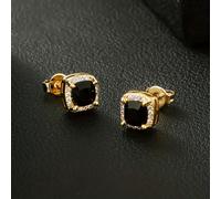 TEMU 1 Par de Pendientes Cuadrados Elegantes ICEDCHICS, Circonita Sintética, Perno de Acero Inoxidable, Base de Cobre, No Magnético, Joyería de Moda para Hombres y Mujeres