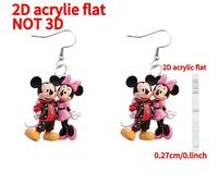 TEMU 1 Par de Pendientes de Acetato 2D de y Minnie de Disney, Pendientes de Mujer, Regalos para Fiestas, Sin Batería