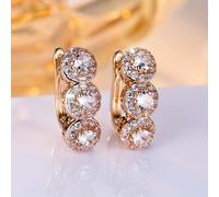 TEMU 1 Par de Pendientes de de de Corte de Color Dorado de Lujo Bling Bling Pendientes de Tres Piedras Regalos para de San Valentín para Juego de