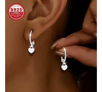 TEMU 1 par de pendientes de para mujeres, plata S925 pulida, pendientes de clásicos y elegantes, sencillos y elegantes, adecuados para el desplazamiento diario, hipoalergénicos, regalo para mujeres