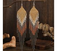 TEMU 1 Par de Pendientes Largos de Estilo Bohemio con Cuentas y Borla de , Hechos a , Adecuados para el Uso