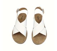 TEMU 1 Par de Sandalias Minimalistas Blancas para Mujer, Zapatos de Playa Casuales y Modernos para Verano, Cómodos para Salidas , Chanclas Versátiles con Tiras Cruzadas, Calzado Femenino