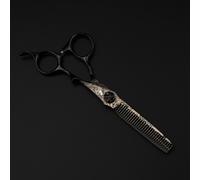 TEMU 1 Par de Tijeras para NEPURLson de 6 Pulgadas con de Negro - Calidad Profesional de Salón, Dientes de Corte Rectos Afilados, Tijeras Texturizadoras para Todo Tipo de , Diseño para Diestros