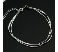 TEMU 1 Par de Tobilleras, Cadena Triple Capa Hueso de Serpiente Plateada S925 Hipolergénica - Joyería para Mujeres, Regalo para San Valentín//Día de la