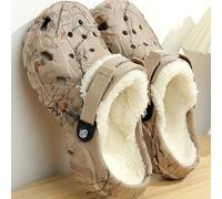 TEMU 1 Par de Zapatillas de Hombre para Invierno - Zapatillas de EVA de Corte con Punta Redonda, Forro de Tela, Zapatos de Casa Antideslizantes para Otoño/Invierno